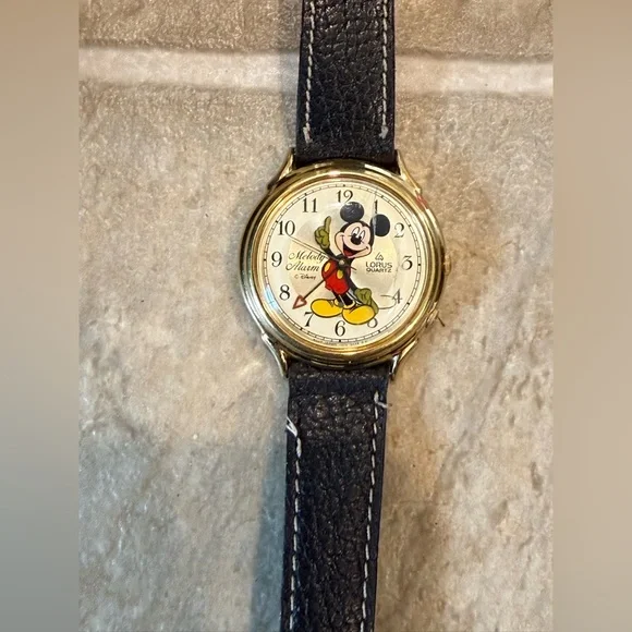 Vintage Lorus Quartz Disney Mickey Melody Alarm Watch - Gold Tone - Picture 14 of 16